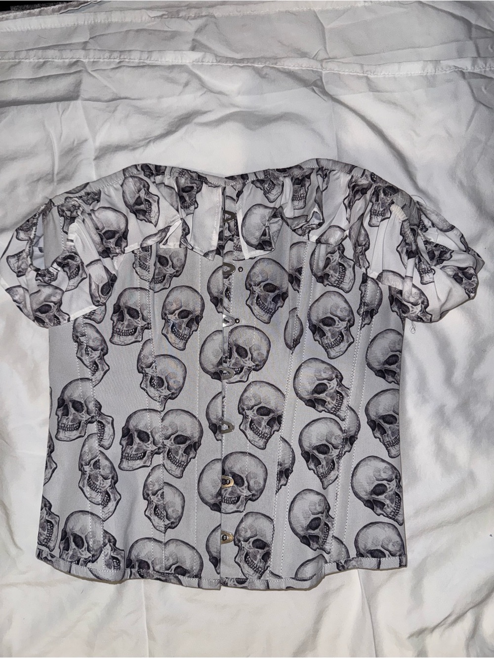 Corset Story white and black skull corset